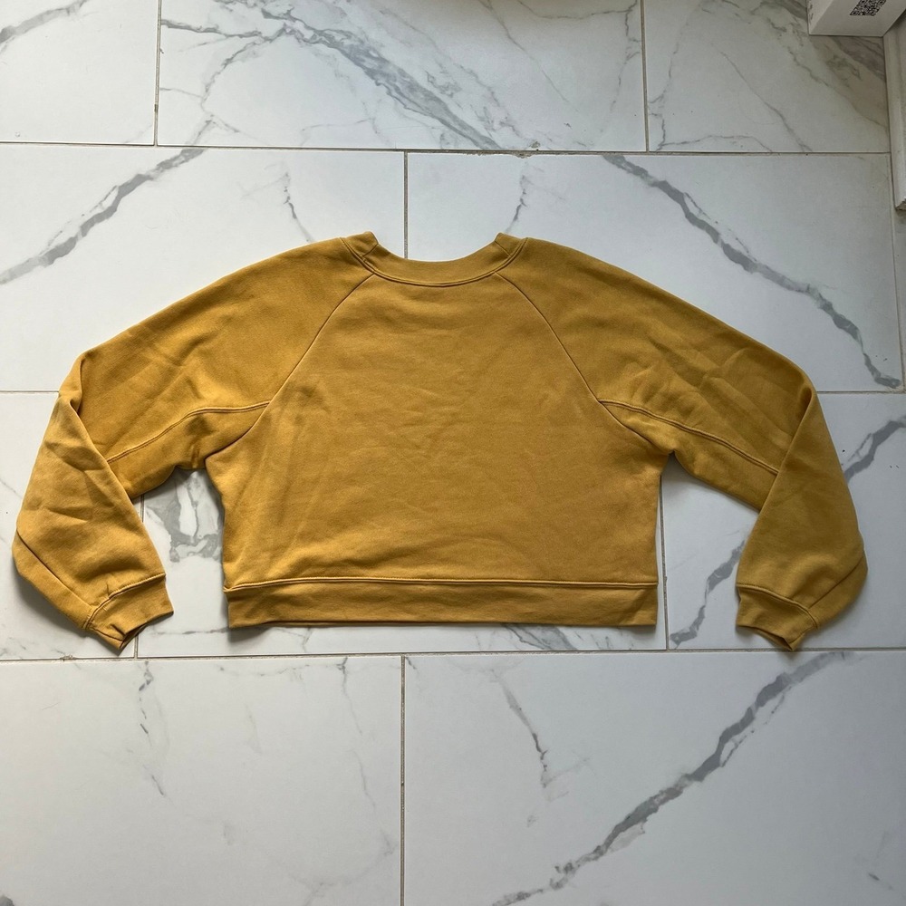 Jetty Deuces Crewneck Cropped sweatshirt mustard yellow sz small - Picture 4 of 4